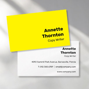 Tarjeta De Visita Simple Amarillo Brillante Negrita Moderno Vibrante