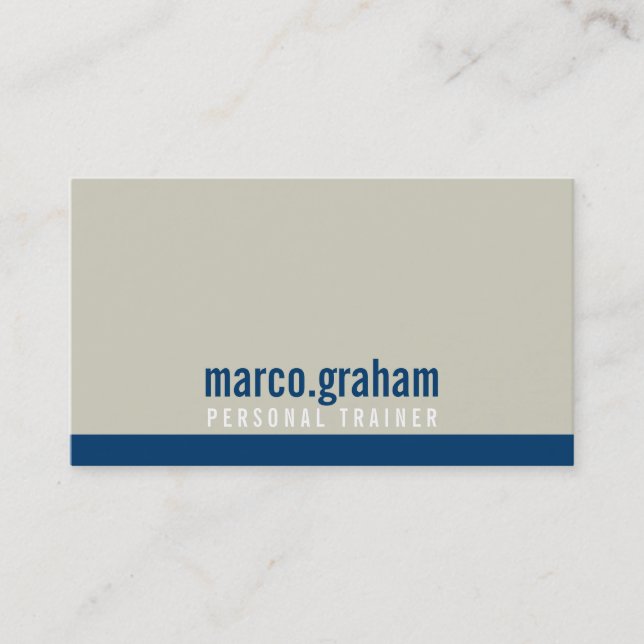 Tarjeta De Visita SIMPLE BANDA MODERNA taupe masculino liso azul mar (Anverso)