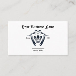 Tarjeta De Visita Simple Barber Shop Razor Logo QR código Profession