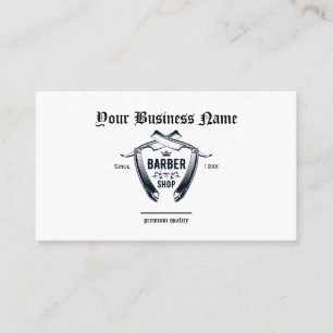 Tarjeta De Visita Simple Barber Shop Razor Logo QR código Profession