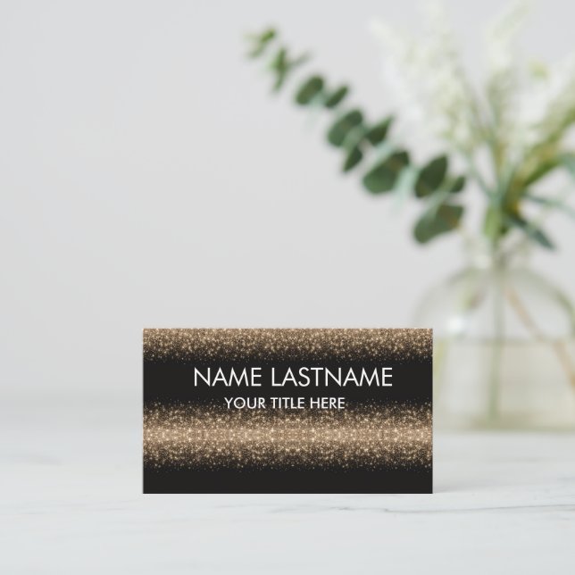 Tarjeta De Visita Simple Básico Minimal negro y brillo Blanco (Anverso de pie)