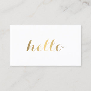 Tarjeta de visita simple Big Gold Hello