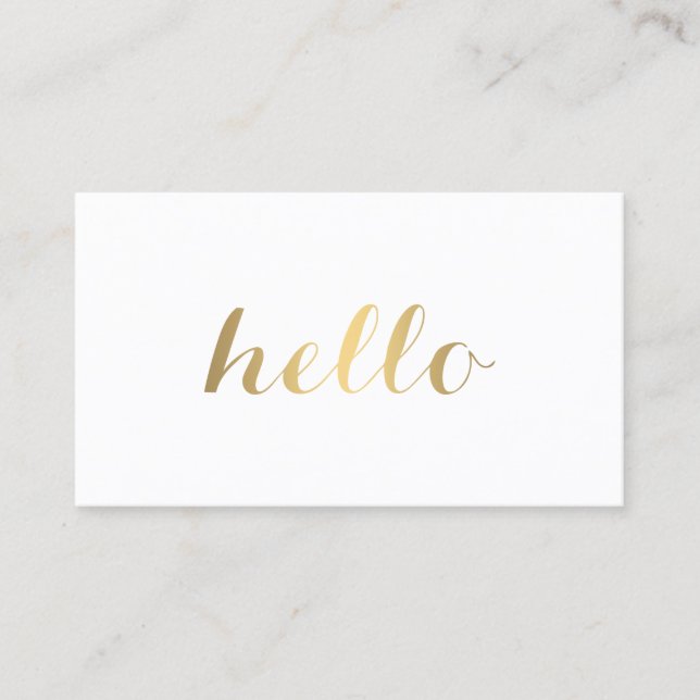 Tarjeta de visita simple Big Gold Hello (Anverso)