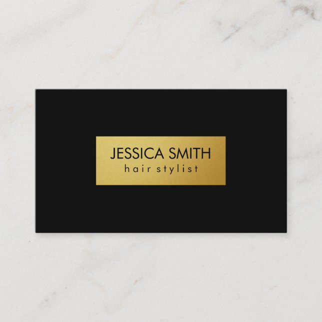 Tarjeta De Visita Simple Black and Metallic Faux Gold (Anverso)