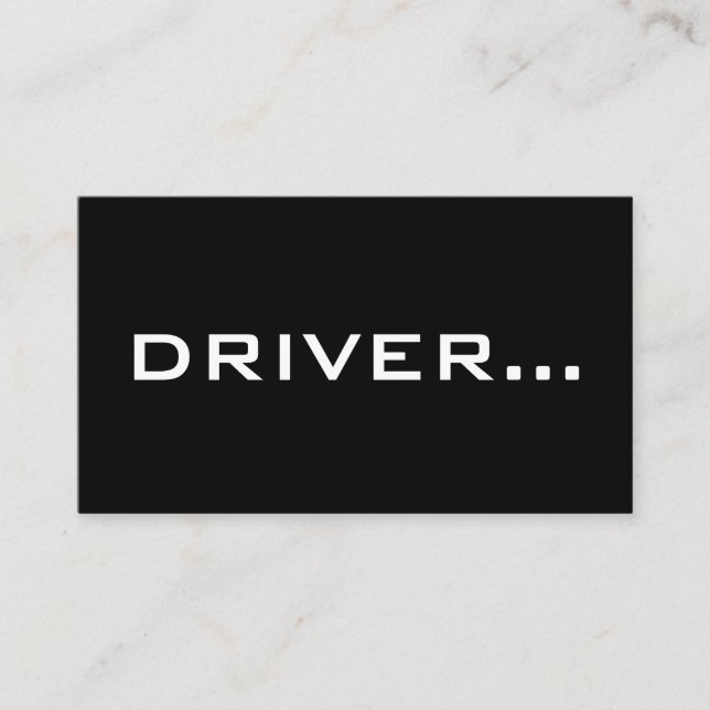 Tarjeta De Visita Simple Black Business Card White Text - DRIVER (Anverso)