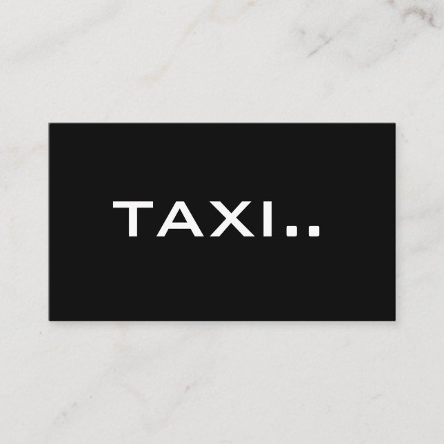Tarjeta De Visita Simple Black Business Card White Text - TAXI (Anverso)