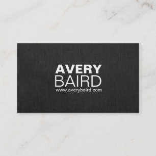 Tarjeta De Visita Simple Black Faux Linen Profesional
