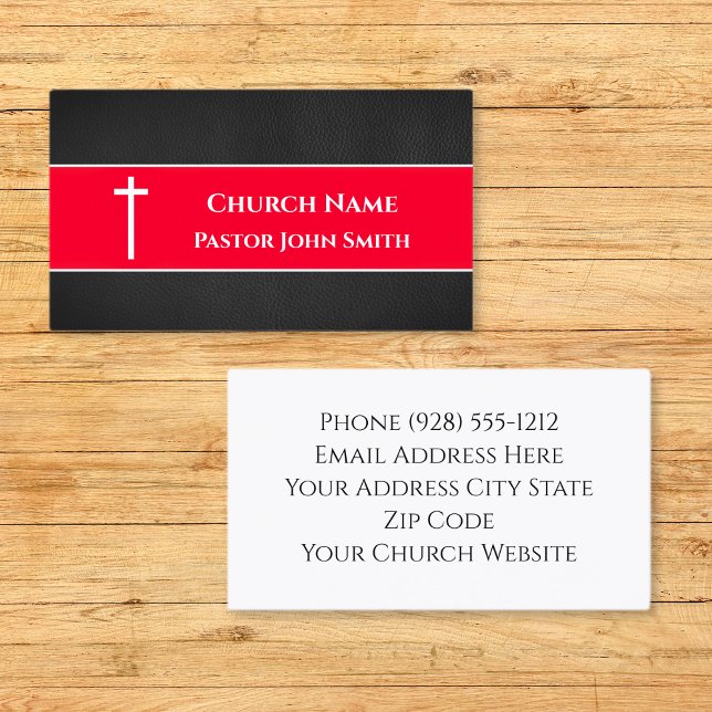Tarjeta De Visita Simple Black Leather Grunge Christian (Church Pastor BLACK Leather Christian Business Card
)