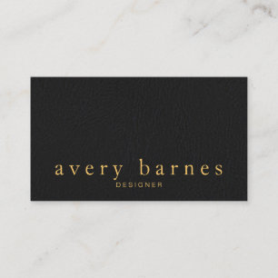 Tarjeta De Visita Simple Black Leather Look Profesional