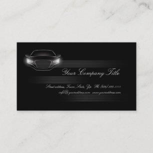Tarjeta De Visita Simple Black Luxury Car Company Business Card QR