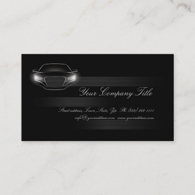 Tarjeta De Visita Simple Black Luxury Car Company Business Card QR (Anverso)