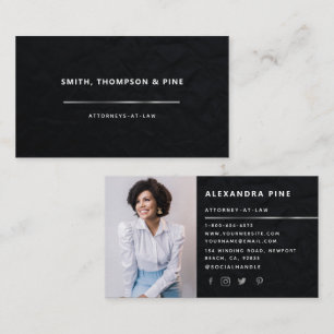 Tarjeta De Visita Simple Black Silver Line Corporate Photo Business