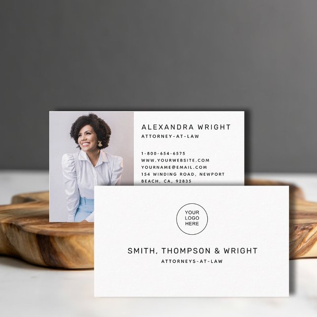 Tarjeta De Visita Simple Black White Law Legal Lawyer Photo Business (law lawyer attorney paralegal professional logo business card social media template minimalist white)