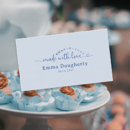 Tarjeta De Visita Simple Blue Made with Love Typography Bakery