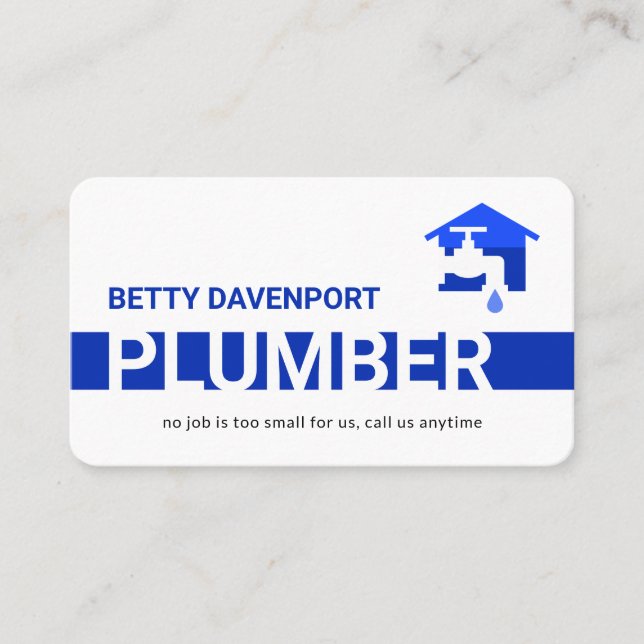 Tarjeta De Visita Simple Blue Plumber Pipeline Layer (Anverso)
