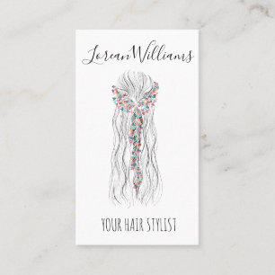 Tarjeta De Visita Simple Boho Boda Hair Estilista Romántico Código Q