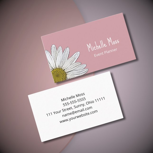 Tarjeta De Visita Simple Boho Daisy Botanly Girly Pink (Subido por el creador)