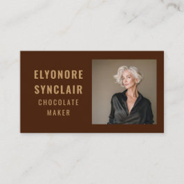 Tarjeta De Visita Simple Brown Chocolate Maker Photo Social QR Code 