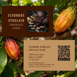 Tarjeta De Visita Simple Brown Chocolate Maker Photo Social QR Code 