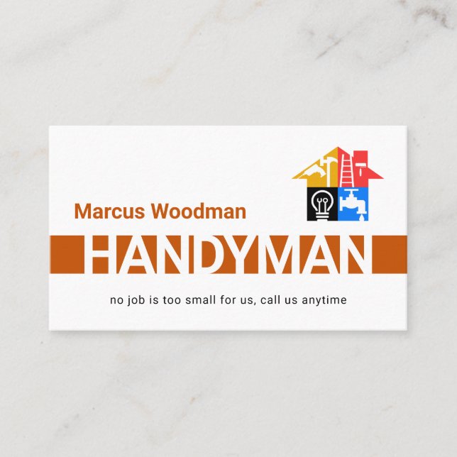 Tarjeta De Visita Simple Brown Handyman Striped Layer (Anverso)