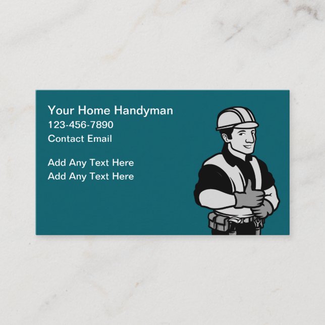 Tarjeta De Visita Simple Budget Handyman Business Profile Cards (Anverso)