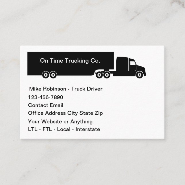 Tarjeta De Visita Simple Budget Truck Driver Shipping Theme (Anverso)