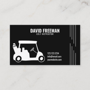 Tarjeta De Visita Simple Cart Silhouette Black Golf Instructor