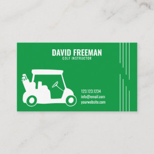 Tarjeta De Visita Simple Cart Silhouette Green Golf Instructor