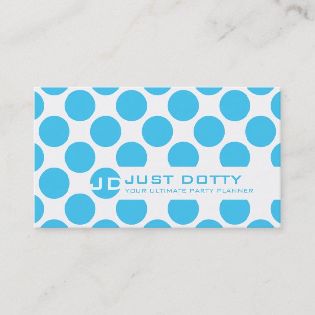 Tarjeta De Visita SIMPLE CARTA negrita polka puntos aqua azul (Anverso)