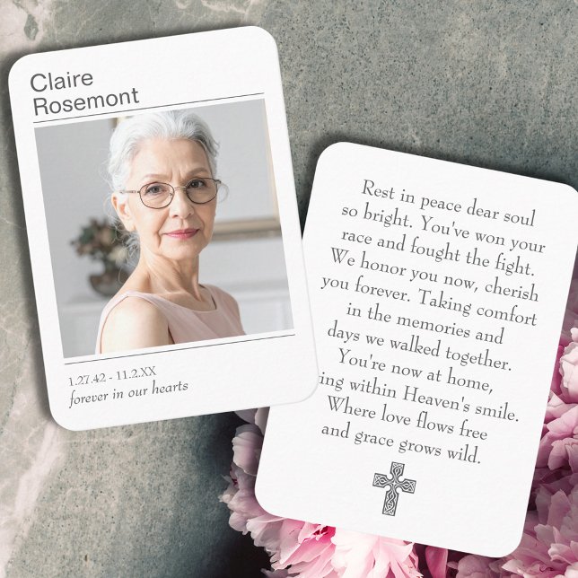 Tarjeta De Visita Simple Celebration of Life Photo Prayer Card (Simple Celebration of Life Photo Prayer Card
)
