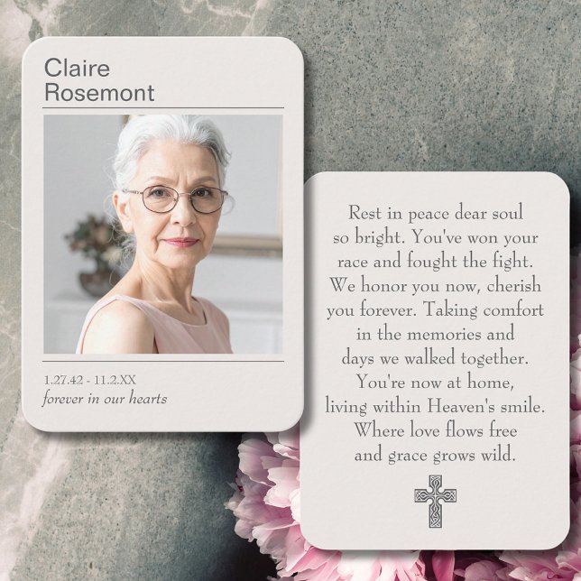 Tarjeta De Visita Simple Celebration of Life Photo Prayer Card (Simple Celebration of Life Photo Prayer Card
)