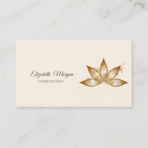 Tarjeta De Visita Simple Chic Flor de Loto Brillante