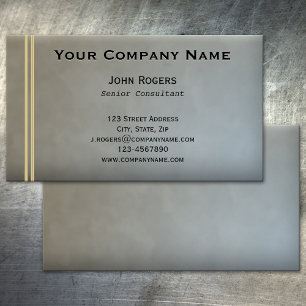 Tarjeta De Visita Simple Chic Gris Azul Oro