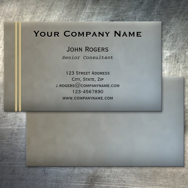 Tarjeta De Visita Simple Chic Gris Azul Oro (Simple chic professional business card in light blue/grey/brown with small gold bars)