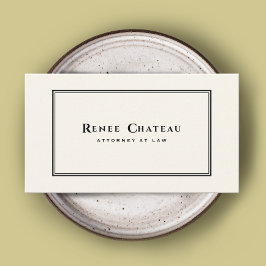 Tarjeta De Visita Simple clásico elegante abogado marfileño blanco