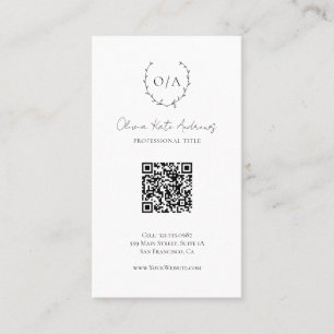 Tarjeta De Visita Simple clásico Monograma Wreath Elegante