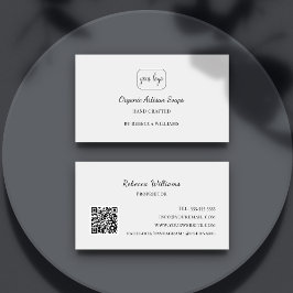 Tarjeta De Visita Simple código QR de jabón hecho a mano en blanco y