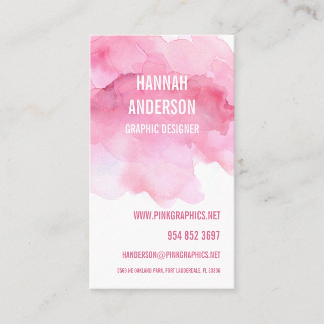 Tarjeta de visita simple color agua rosa (Anverso)
