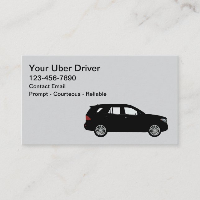 Tarjeta De Visita Simple Cool Uber Driver SUV Business Cards (Anverso)
