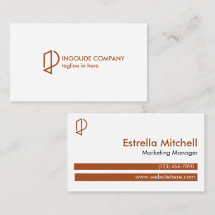 Tarjeta De Visita Simple Copper Brown Profesional Blanco Moderno