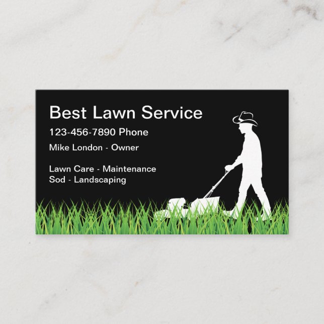 Tarjeta De Visita Simple Cowboy Theme Lawn Mowing Business Card (Anverso)