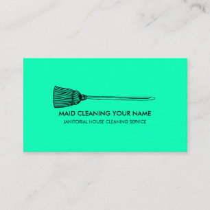 Tarjeta De Visita Simple criada verde neón Limpiando habitación Ama 