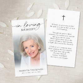 Tarjeta De Visita Simple Cross Photo  Funeral Memorial Prayer Card