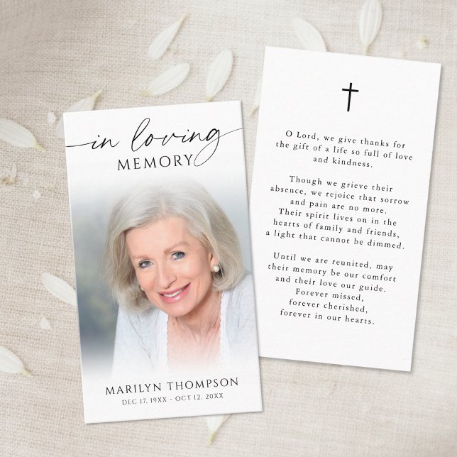 Tarjeta De Visita Simple Cross Photo  Funeral Memorial Prayer Card (Subido por el creador)