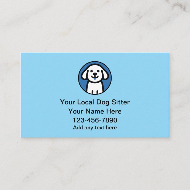 Tarjeta De Visita Simple Cute Dog Sitter And Walking  (Anverso)