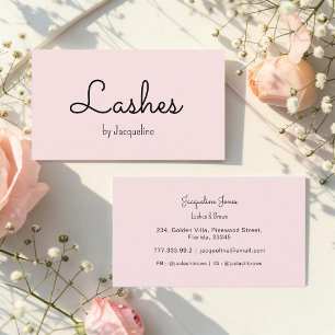 Tarjeta de visita simple de Pink Lashes Beauty Sal