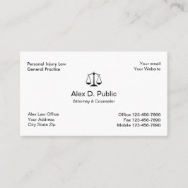 Tarjeta de visita simple del abogado