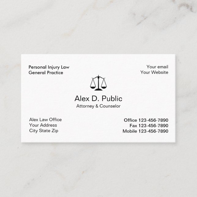 Tarjeta de visita simple del abogado (Anverso)