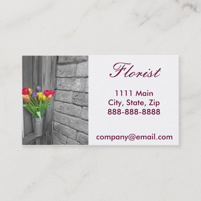 Tarjeta de visita simple del florista (Anverso)