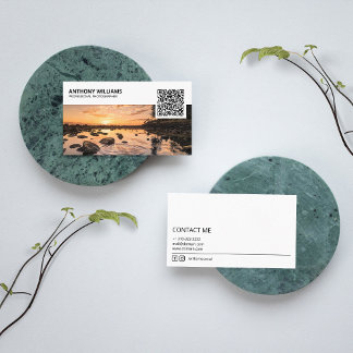 Tarjeta de visita simple del fotógrafo de código Q